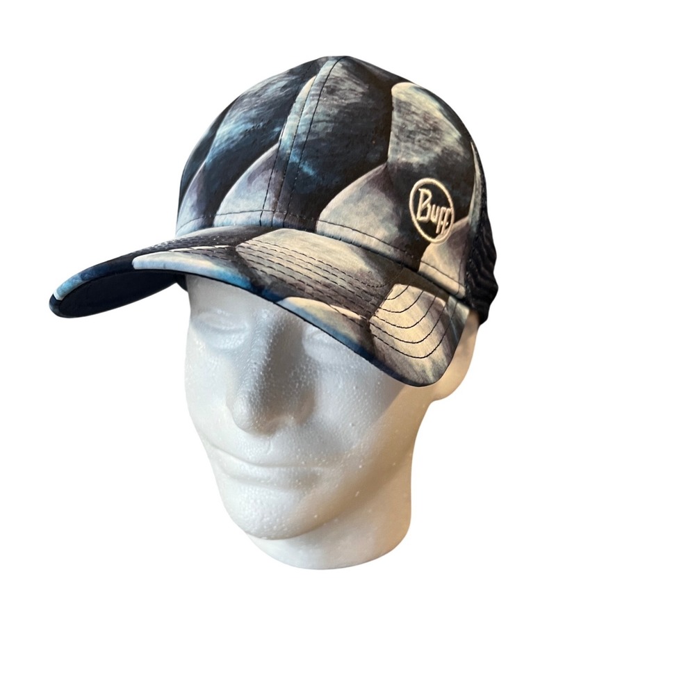 Buff Trucker Hat Mesh Back Snapback Fish Scale‎ Pattern Blue White